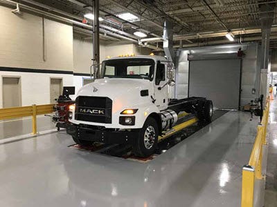 White Mack Medium Duty series Truck at Roanoke Valley Operations (RVO) facility Virginia