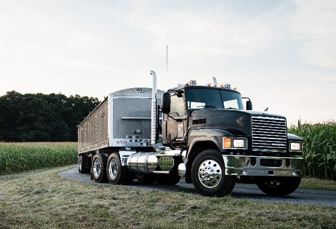 A large truck on the road Description automatically generated