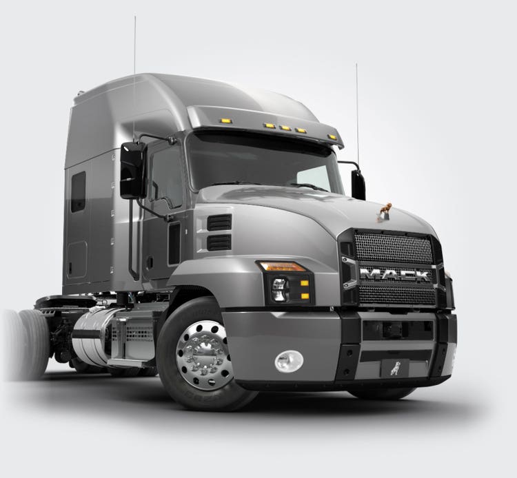 Mack Anthem truck with mirrors, sloped hoods, and wide windshields for safety.