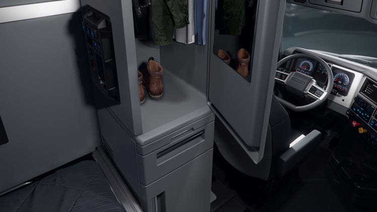 Modular cabins customizable with storage cabinets, workspace, and under-bunk bins.