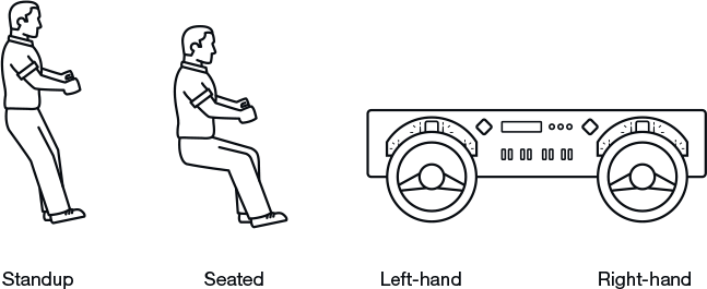 Line drawing of driving configuration options