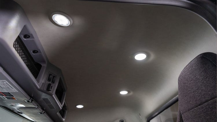 The new overhead console provides additional storage and improved lighting.
