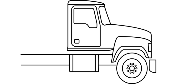 A black outline of a day cab